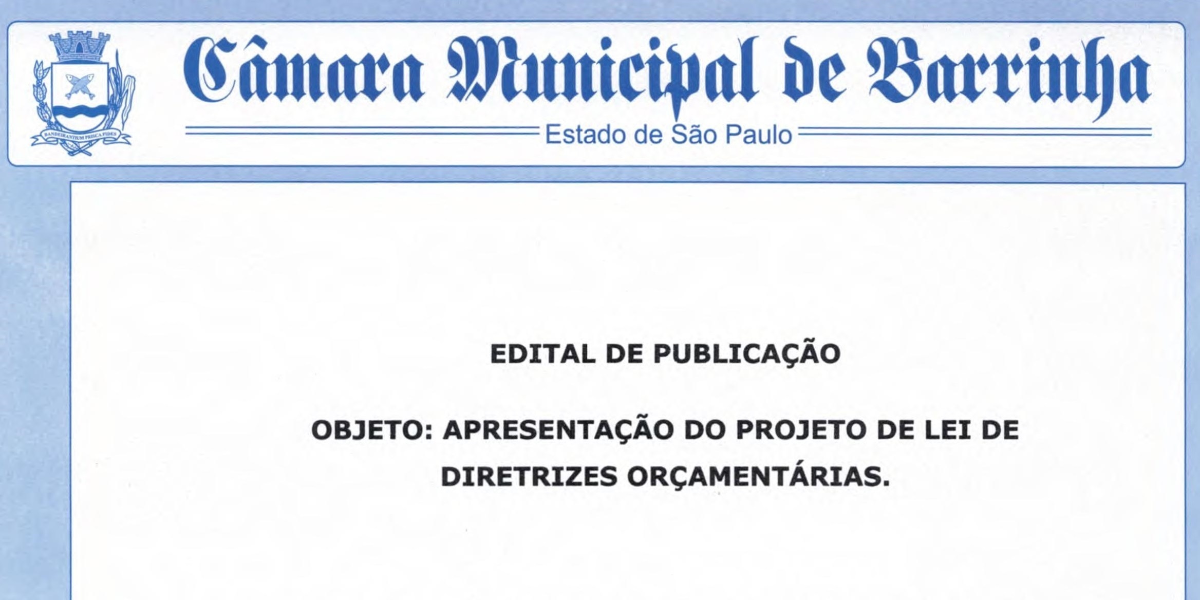 Edital de Audiência Pública: Apresentação da LDO 2023