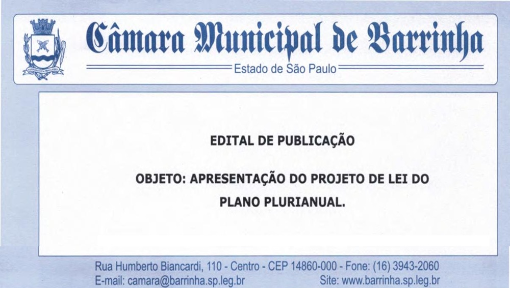 Edital de Audiência Pública - Plano Plurianual 2026 a 2029