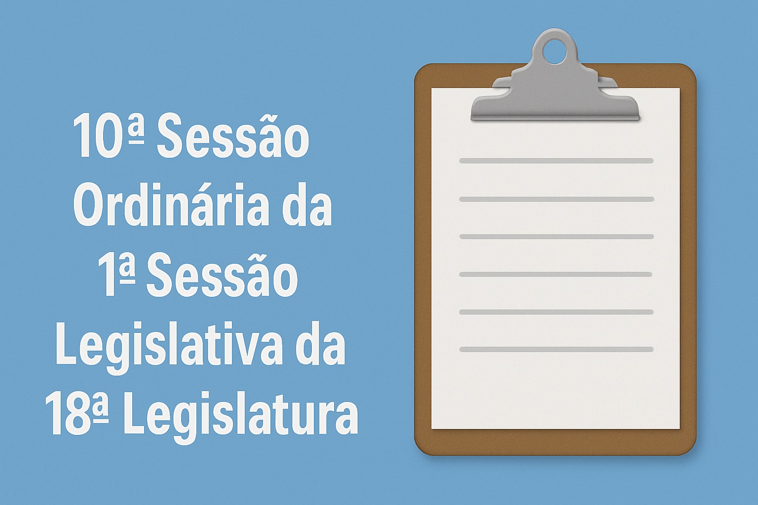 Pauta da 10ª Sessão Ordinária da 1ª Sessão Legislativa da 18ª Legislatura